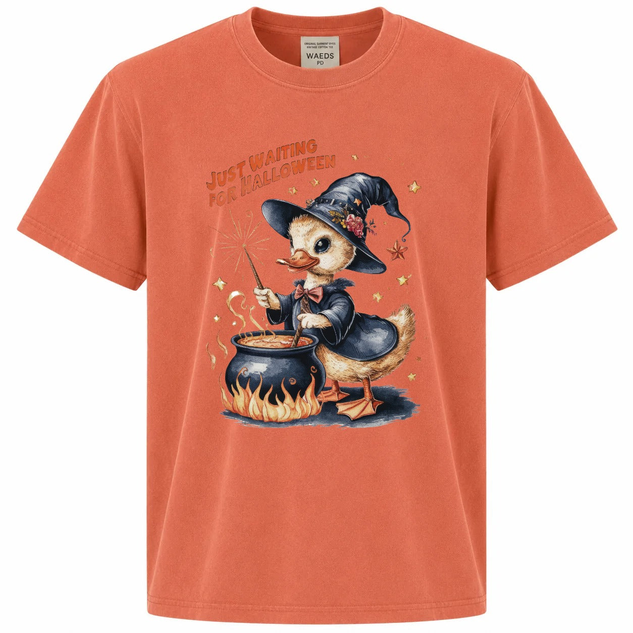 Just Waiting for Halloween Witch Duck Cauldron Graphic Tee