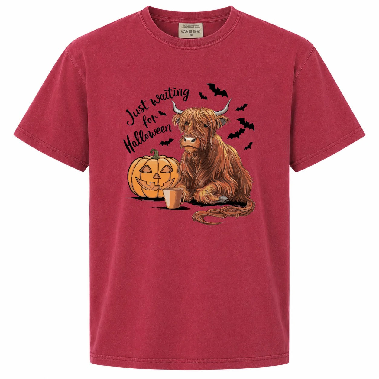 Just Waiting for Halloween Highland Cow Pumpkin Graphic Tee