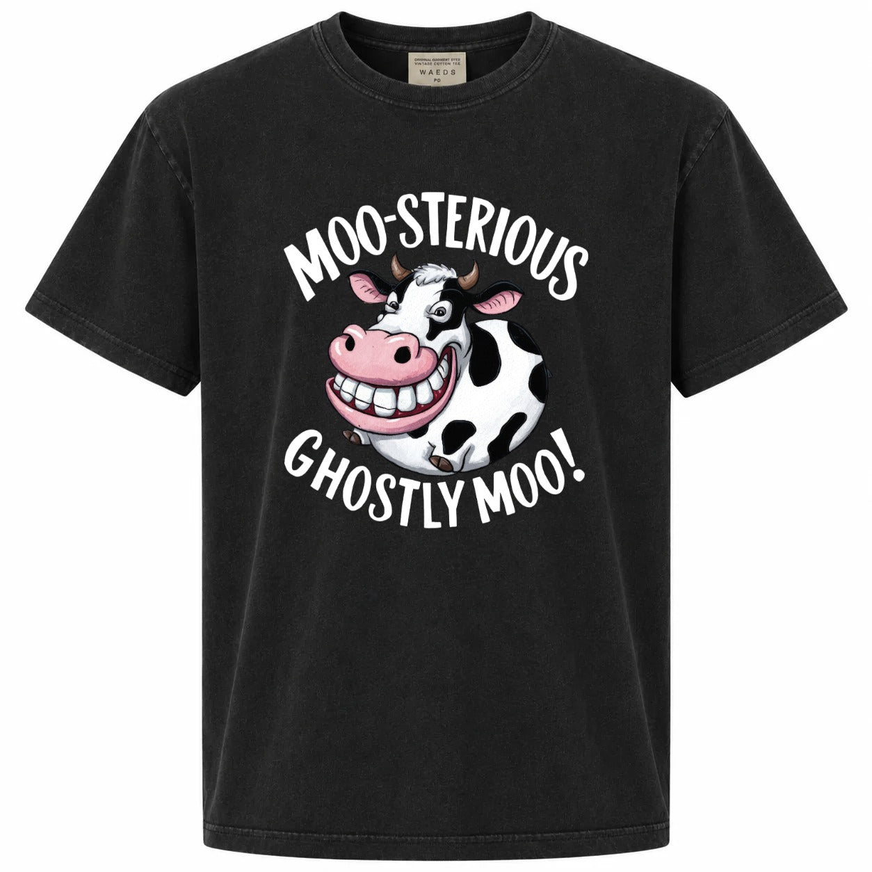 Moo-sterious Ghostly Moo Funny Cow Graphic Tee