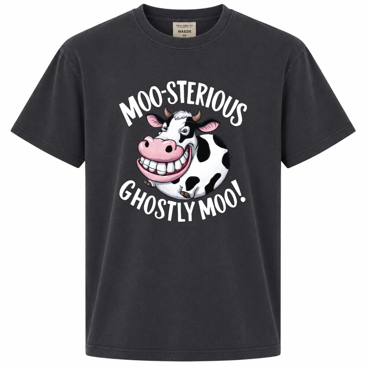 Moo-sterious Ghostly Moo Funny Cow Graphic Tee