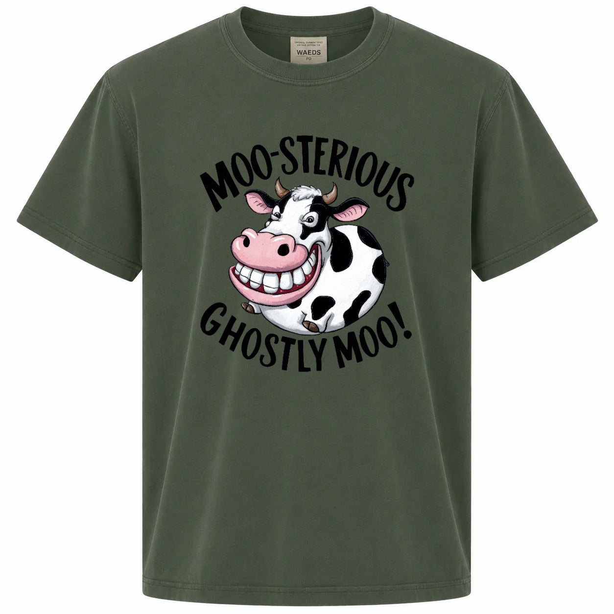 Moo-sterious Ghostly Moo Funny Cow Graphic Tee