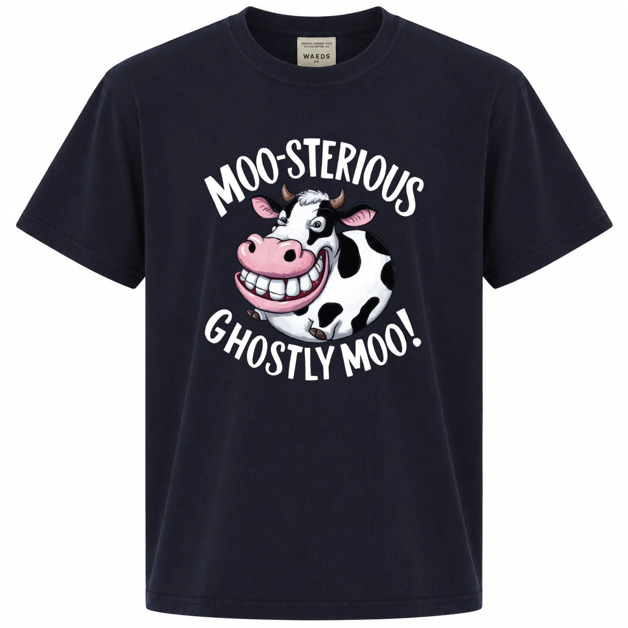 Moo-sterious Ghostly Moo Funny Cow Graphic Tee