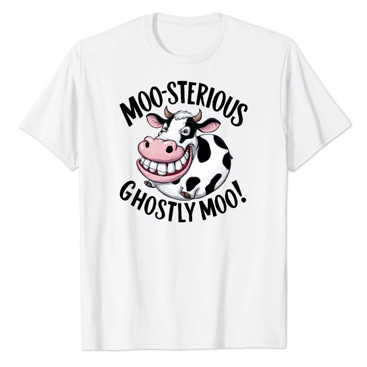 Moo-sterious Ghostly Moo Funny Cow Graphic Tee
