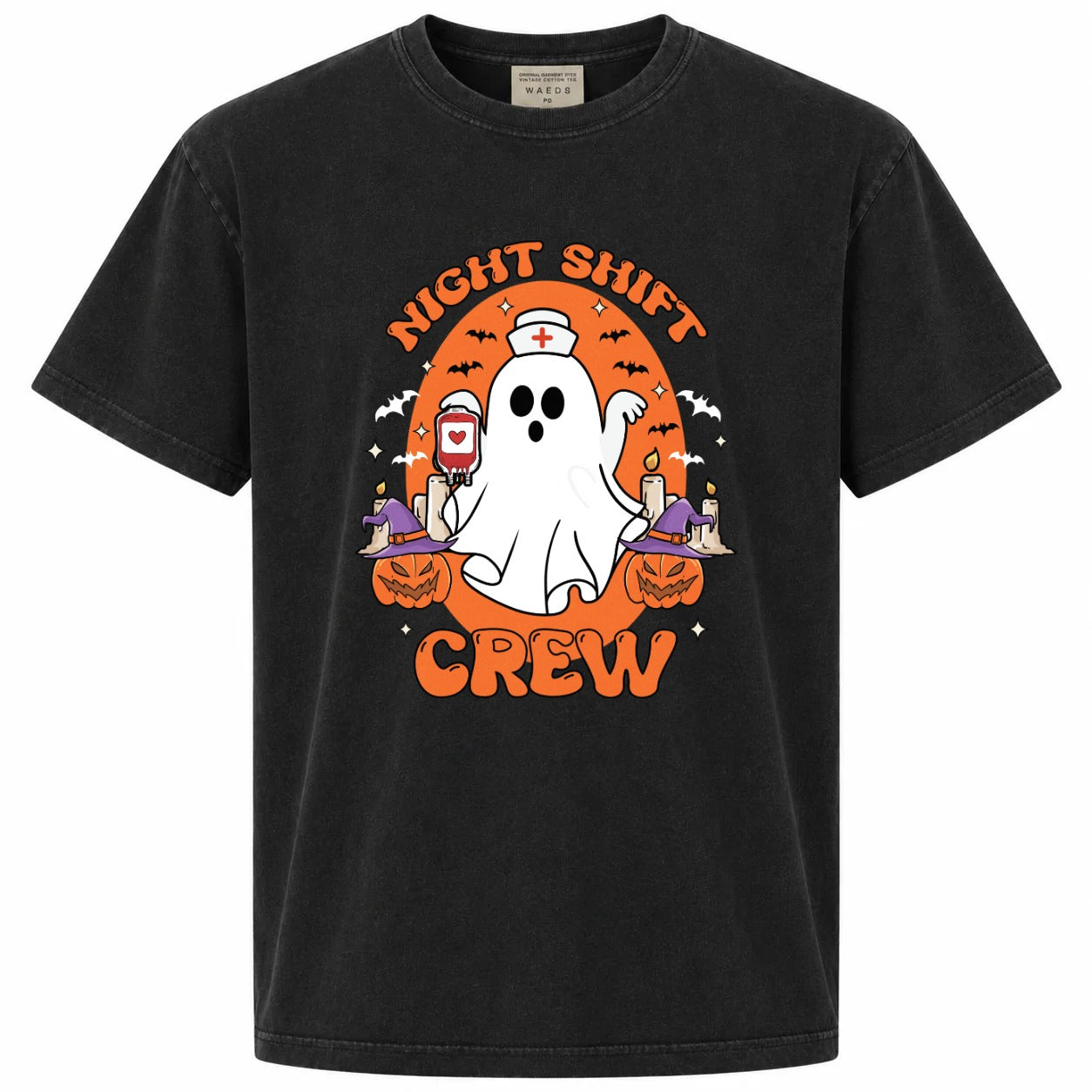 Night Shift Crew Ghost Nurse Halloween Graphic Tee