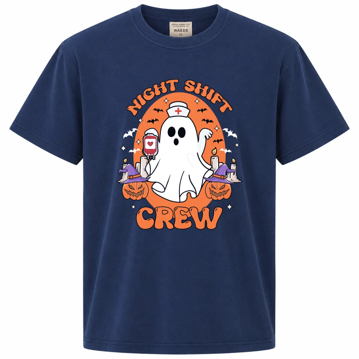 Night Shift Crew Ghost Nurse Halloween Graphic Tee