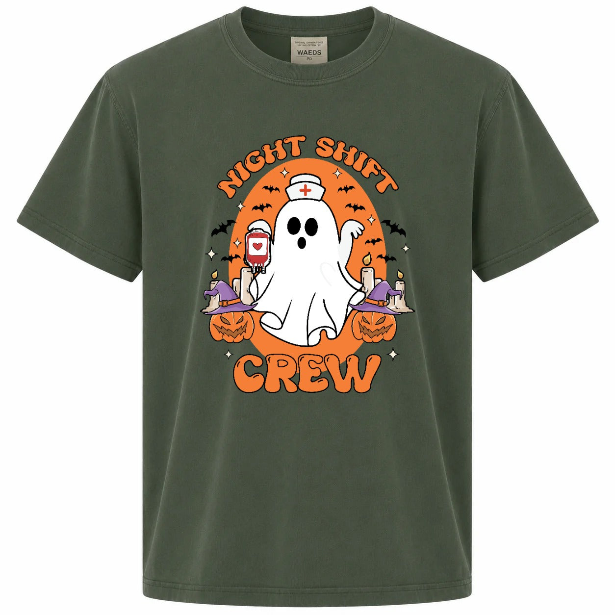 Night Shift Crew Ghost Nurse Halloween Graphic Tee