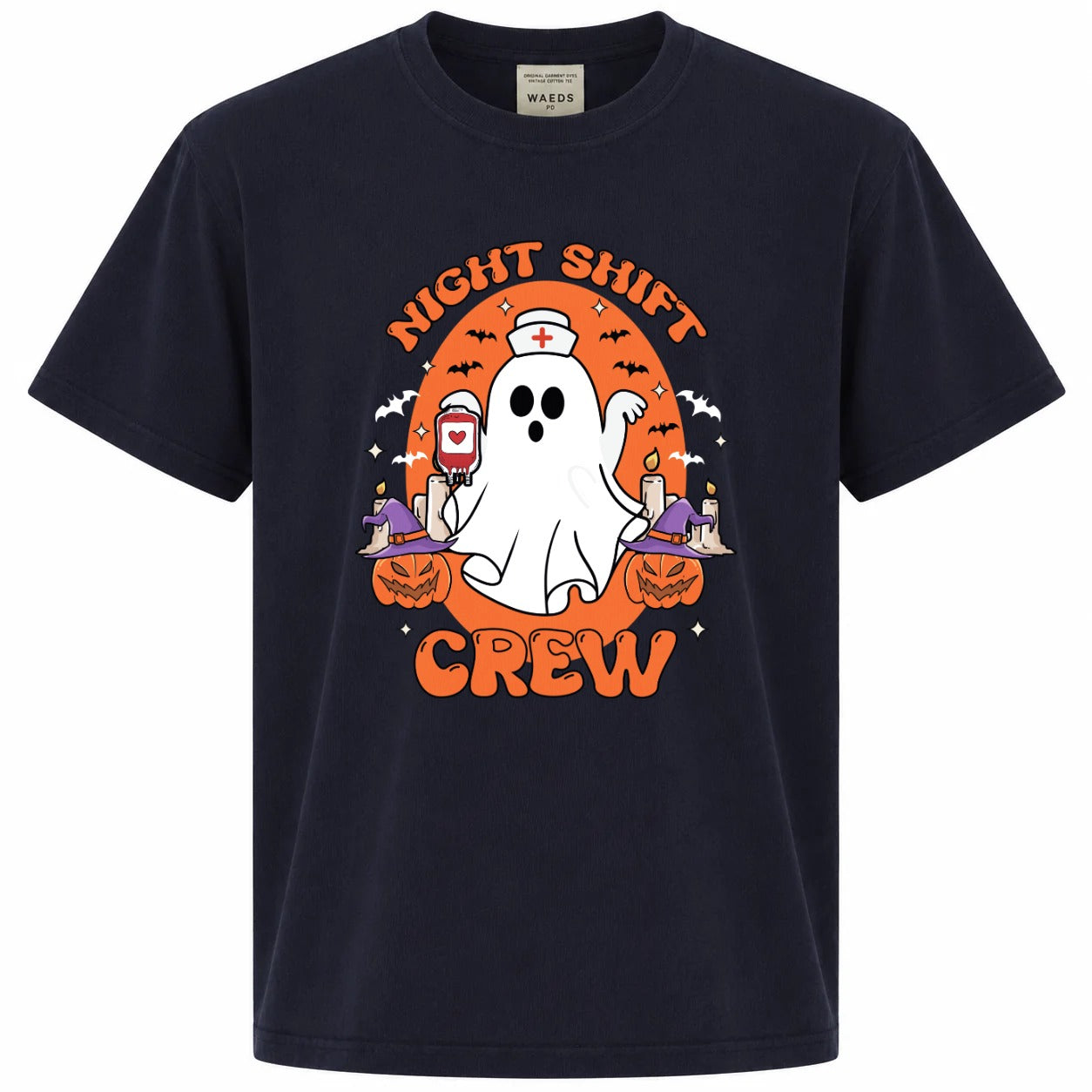 Night Shift Crew Ghost Nurse Halloween Graphic Tee
