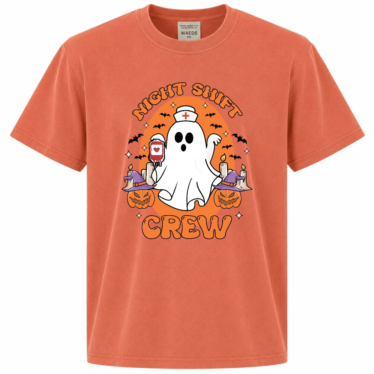 Night Shift Crew Ghost Nurse Halloween Graphic Tee