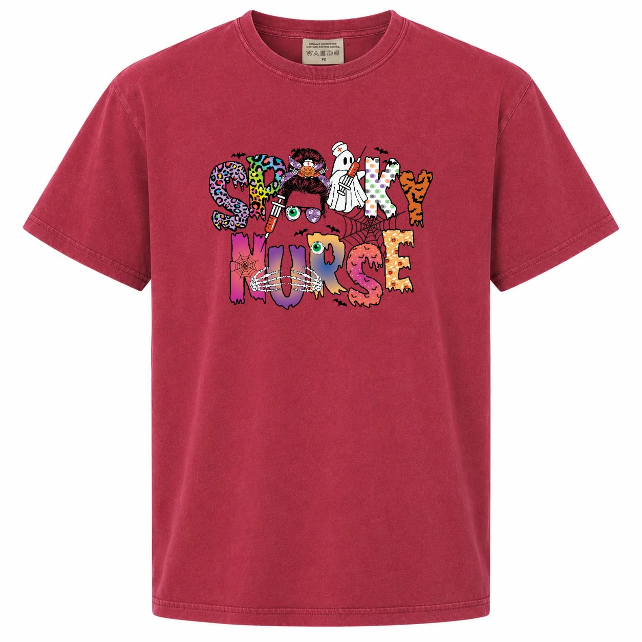 Spooky Nurse Messy Bun Halloween Graphic T-Shirt