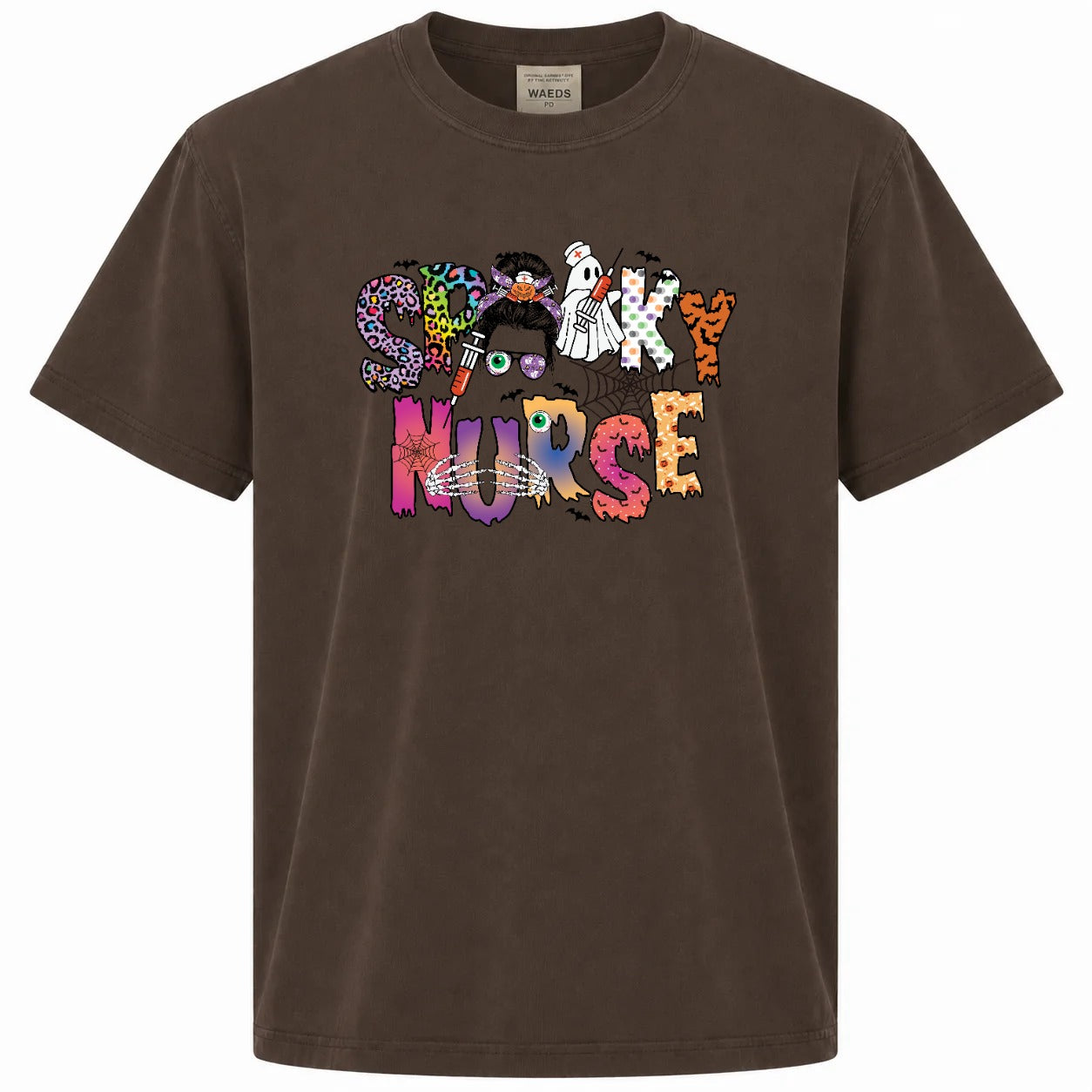 Spooky Nurse Messy Bun Halloween Graphic T-Shirt