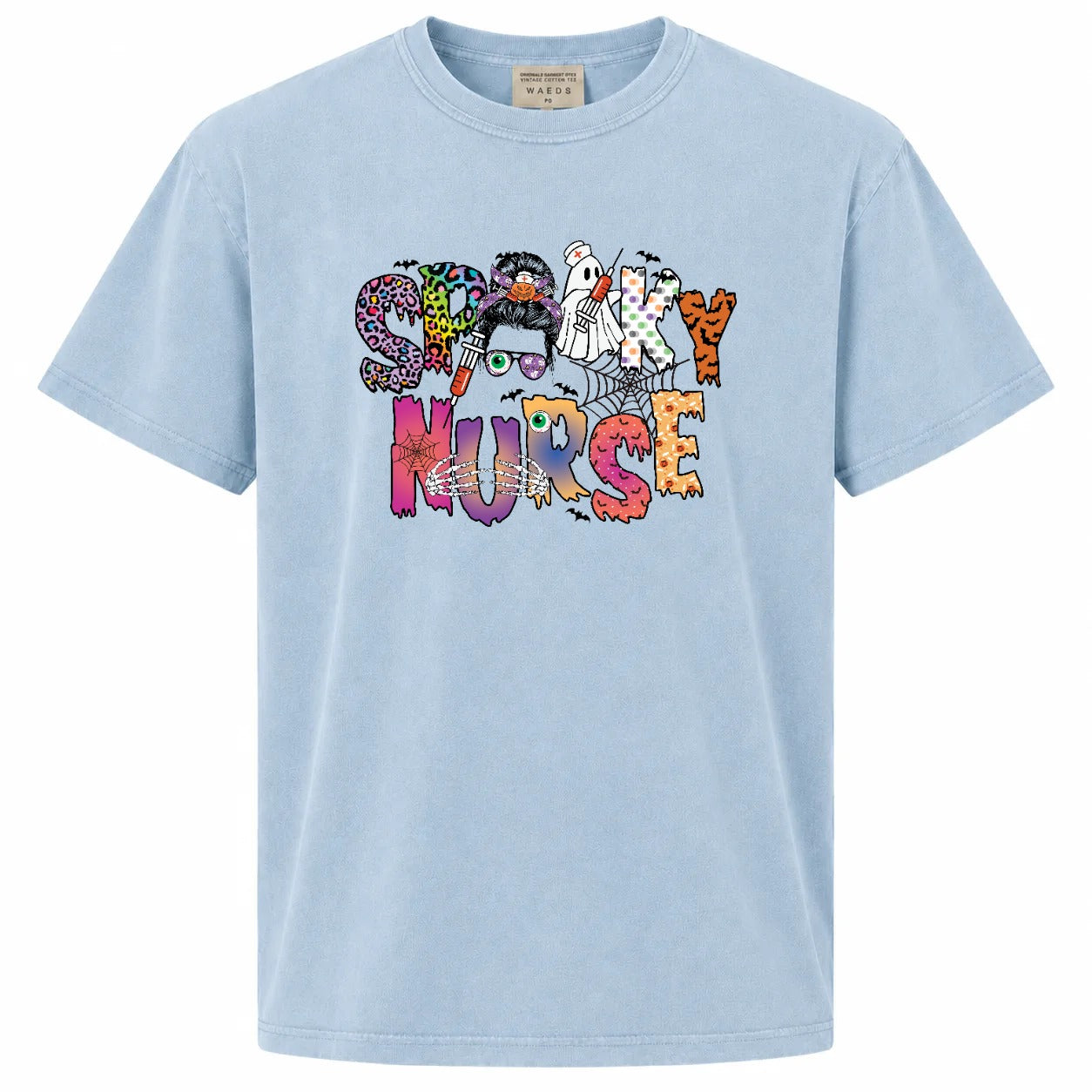 Spooky Nurse Messy Bun Halloween Graphic T-Shirt