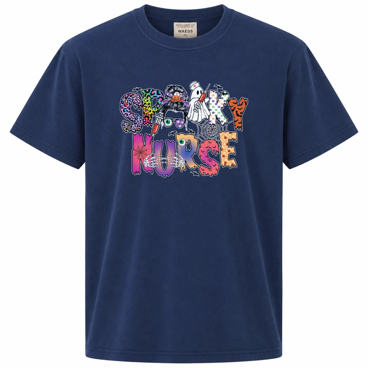 Spooky Nurse Messy Bun Halloween Graphic T-Shirt