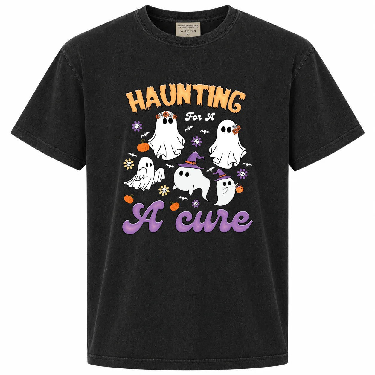 Haunting for a Cure Cute Ghost Halloween Graphic T-Shirt