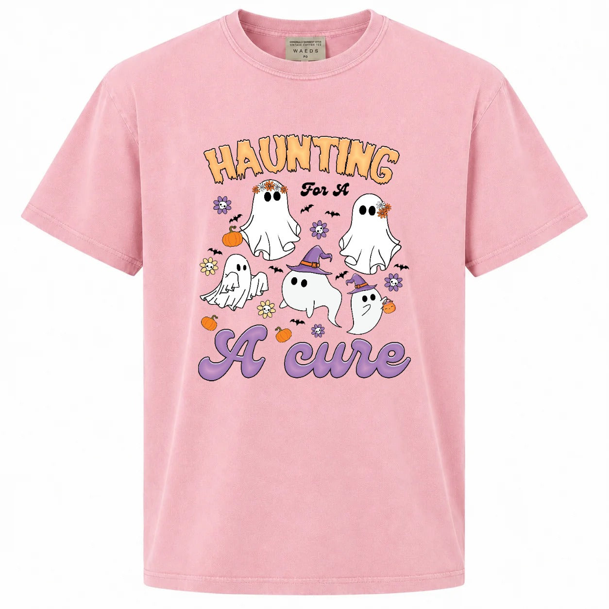 Haunting for a Cure Cute Ghost Halloween Graphic T-Shirt
