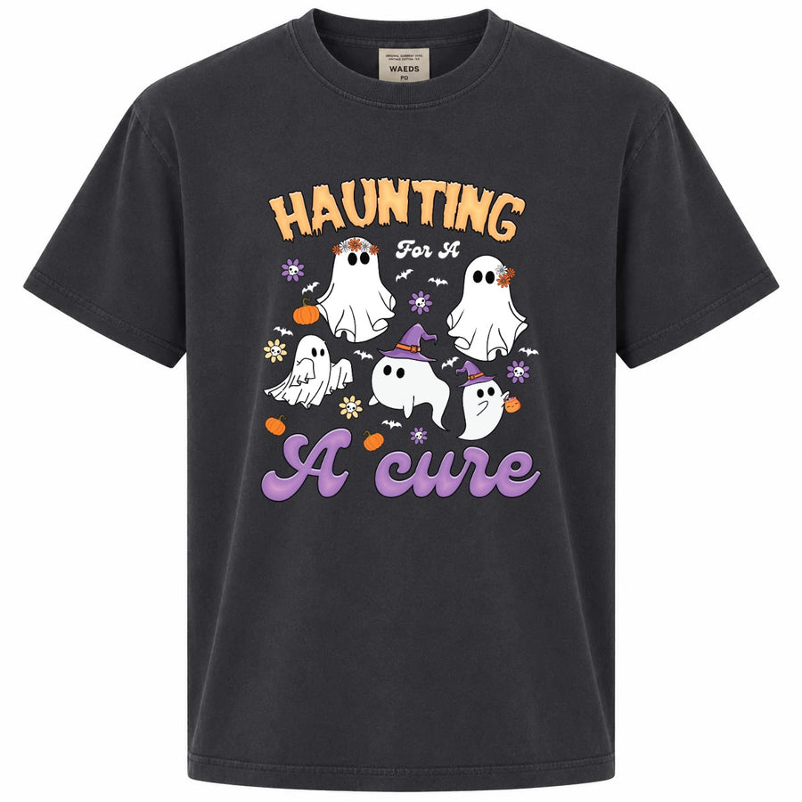 Haunting for a Cure Cute Ghost Halloween Graphic T-Shirt
