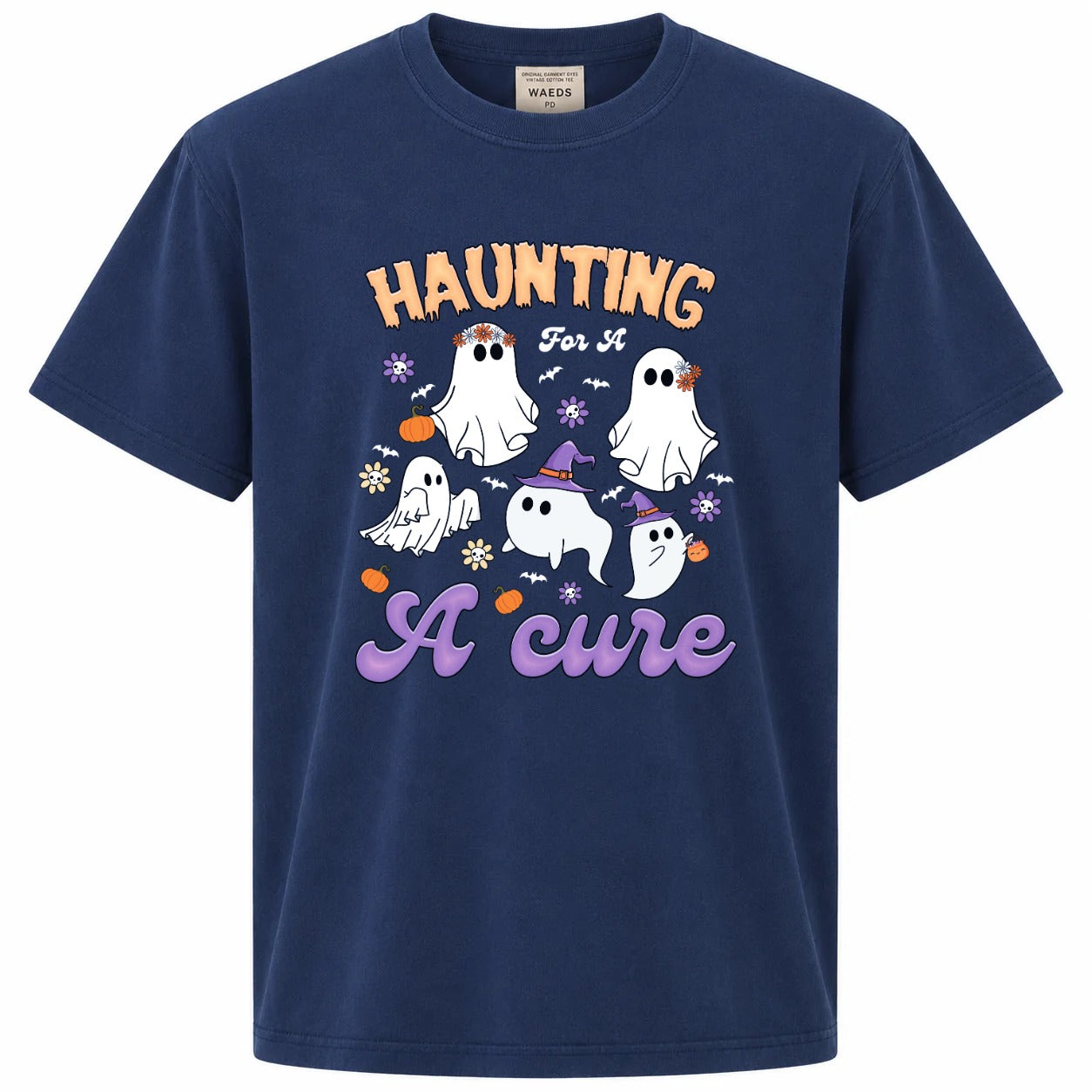 Haunting for a Cure Cute Ghost Halloween Graphic T-Shirt