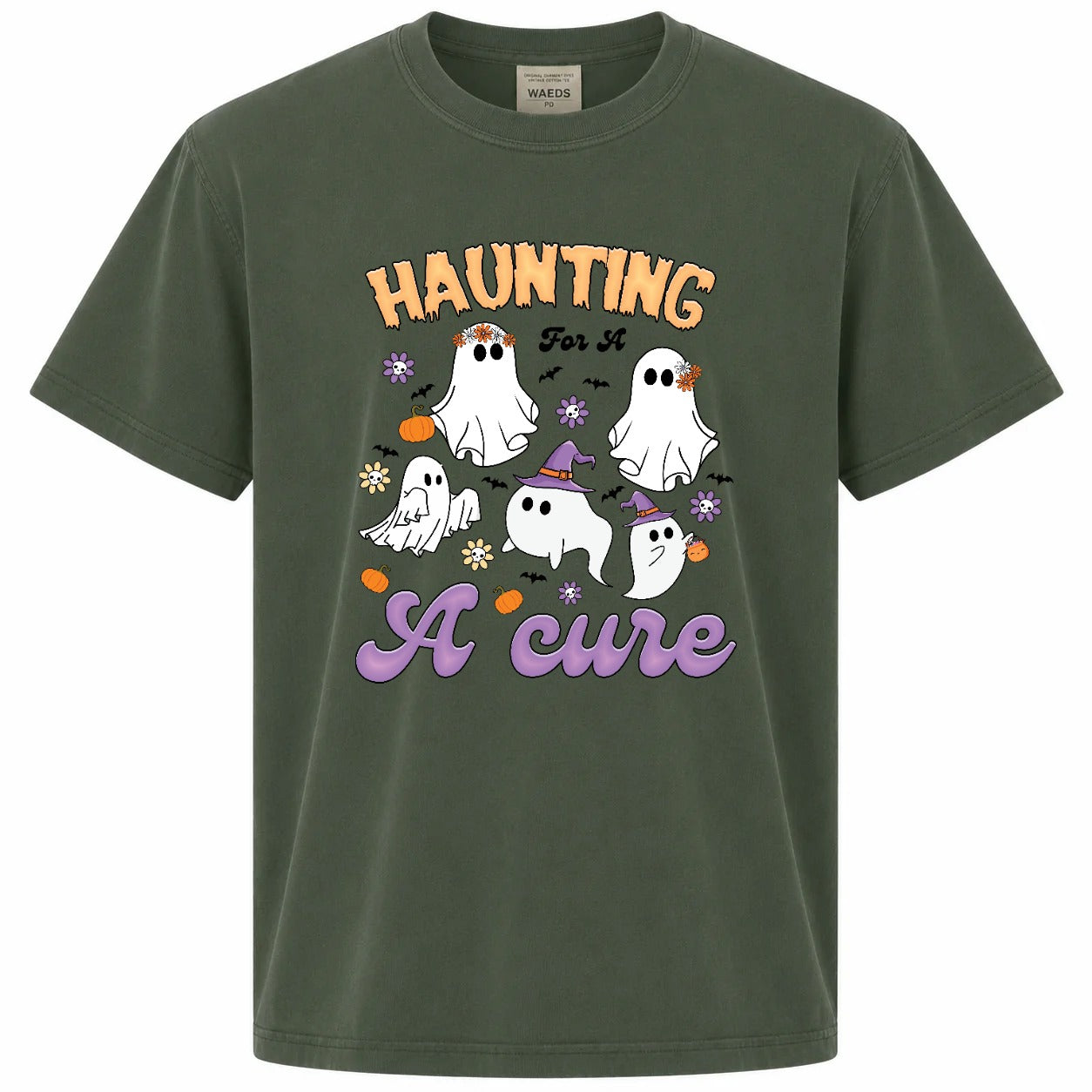 Haunting for a Cure Cute Ghost Halloween Graphic T-Shirt