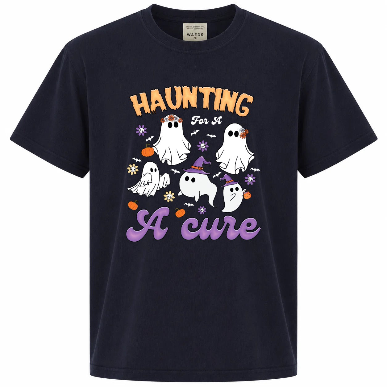 Haunting for a Cure Cute Ghost Halloween Graphic T-Shirt