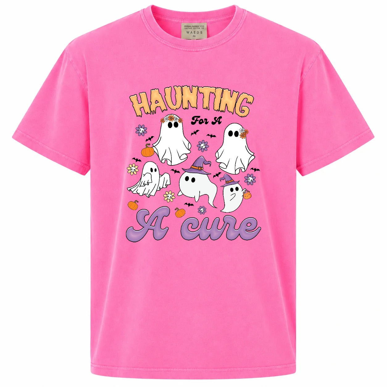 Haunting for a Cure Cute Ghost Halloween Graphic T-Shirt