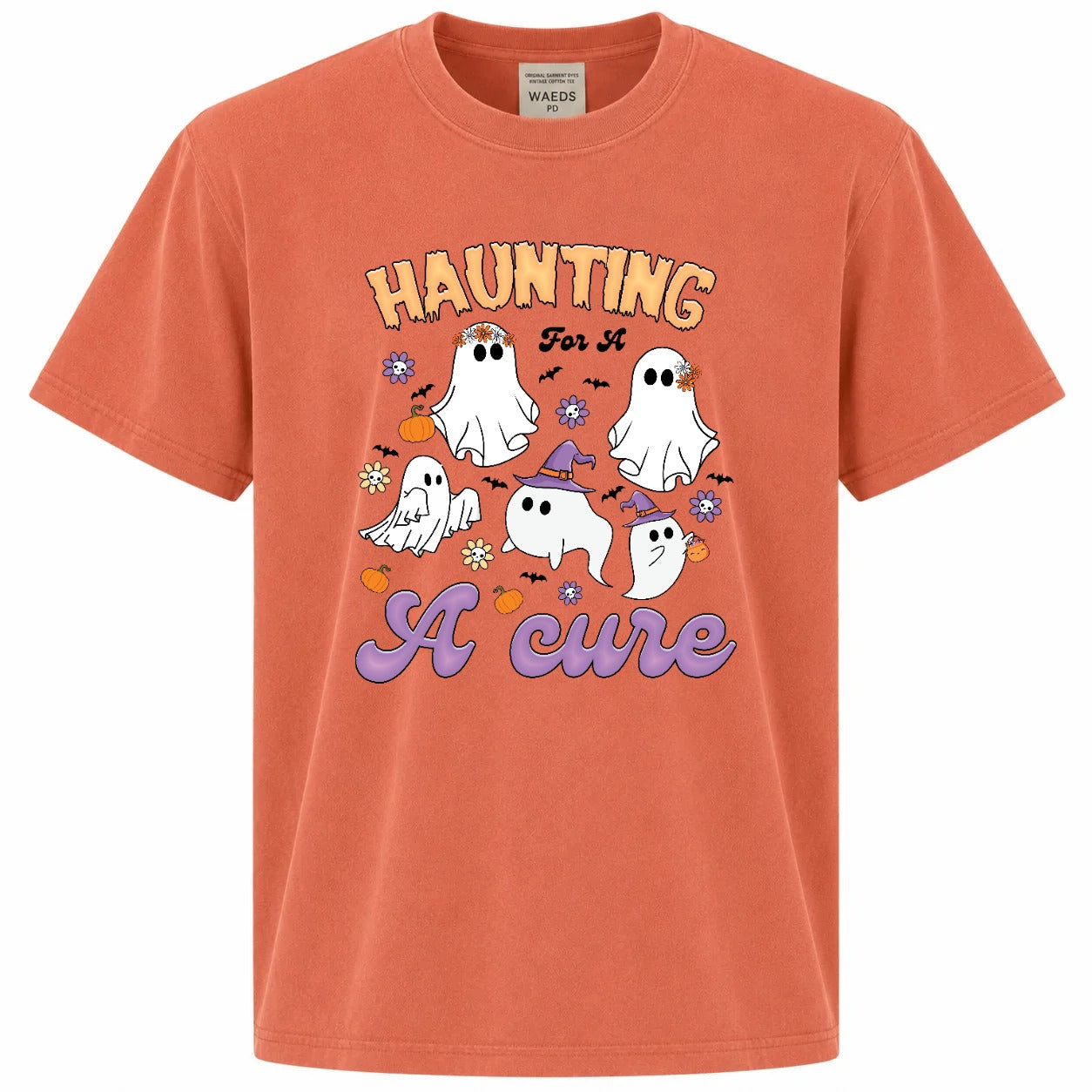 Haunting for a Cure Cute Ghost Halloween Graphic T-Shirt