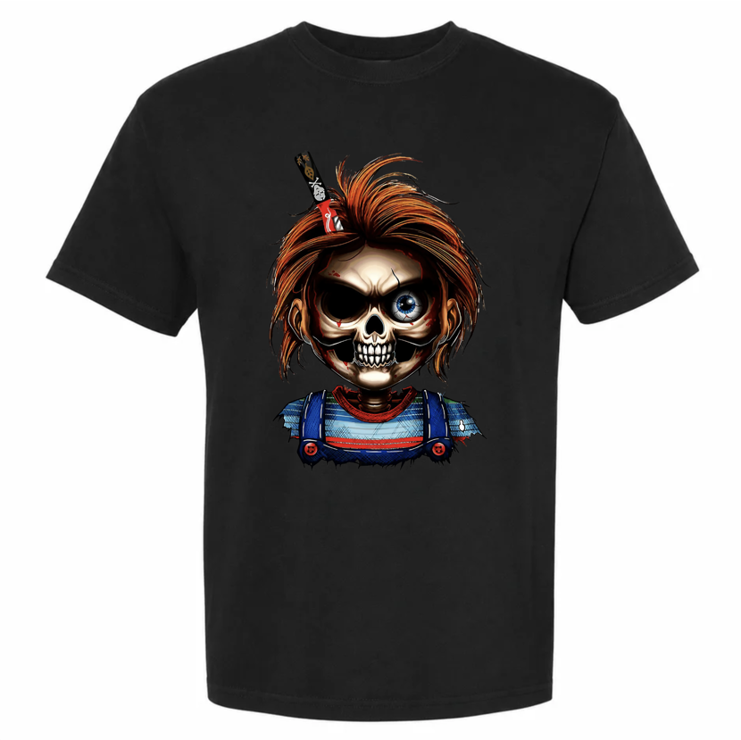 Killer Doll Skull Horror Halloween Graphic Tee