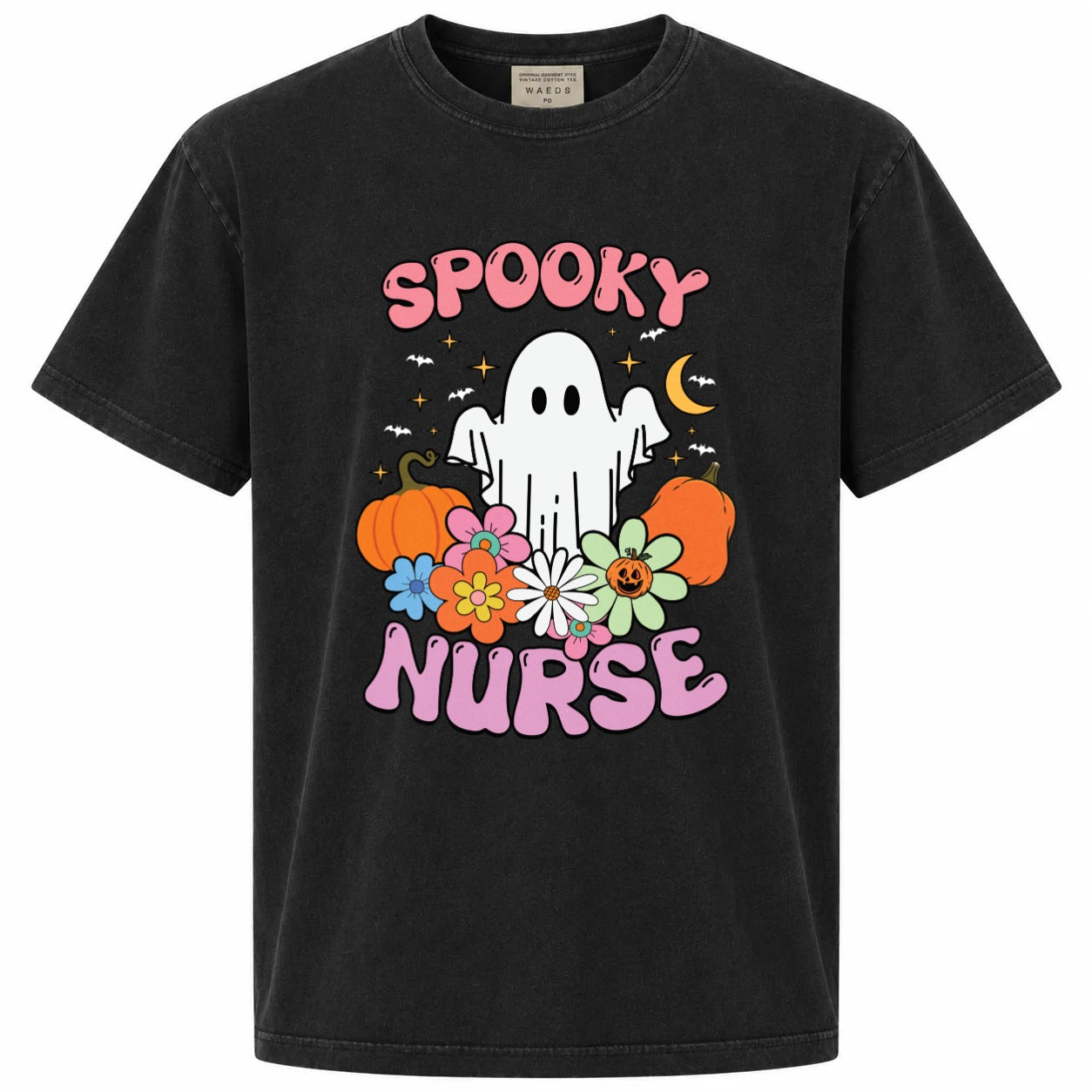 Spooky Nurse Retro Ghost Halloween Graphic T-Shirt