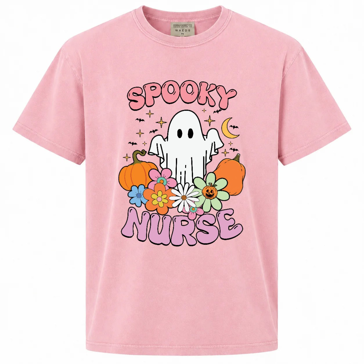 Spooky Nurse Retro Ghost Halloween Graphic T-Shirt