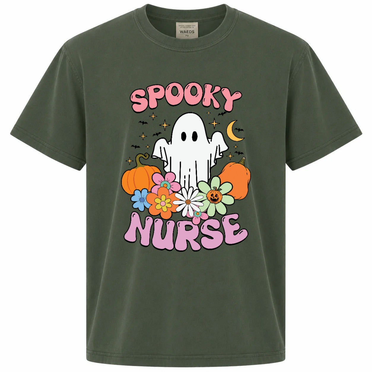 Spooky Nurse Retro Ghost Halloween Graphic T-Shirt