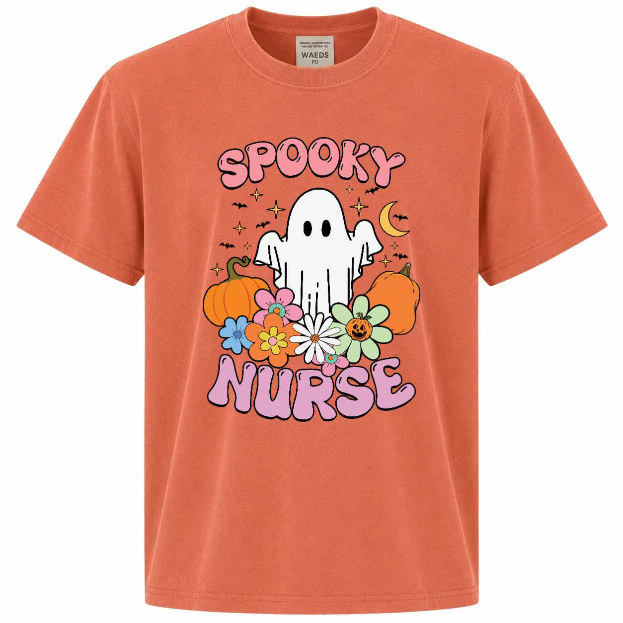 Spooky Nurse Retro Ghost Halloween Graphic T-Shirt