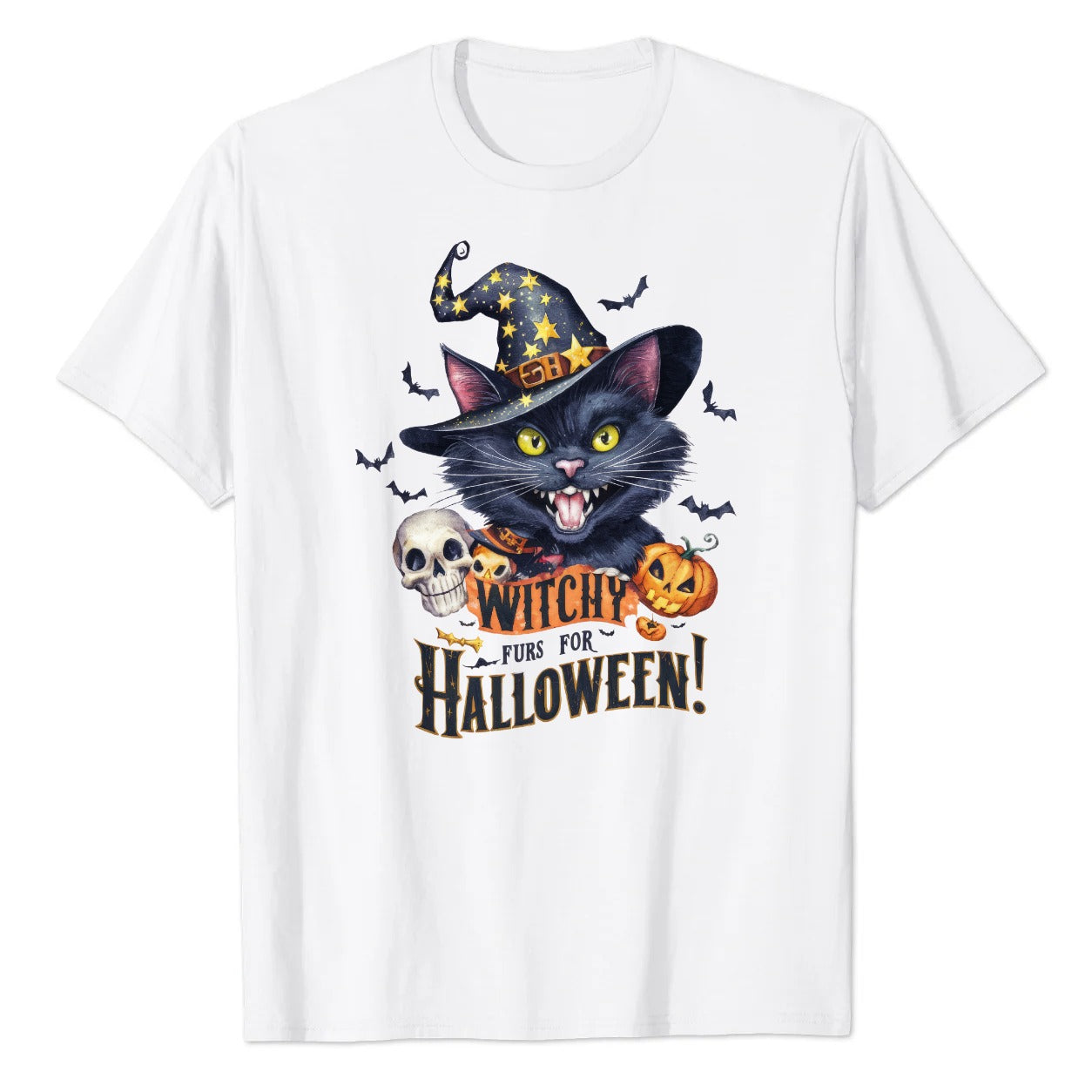 Witchy Furs for Halloween Black Cat Graphic Tee