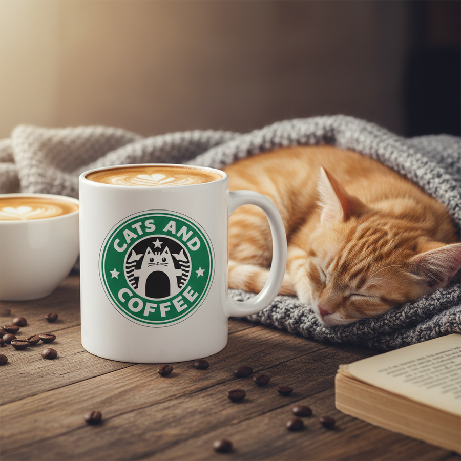 Cats and Coffee Mug Mockup 1:1