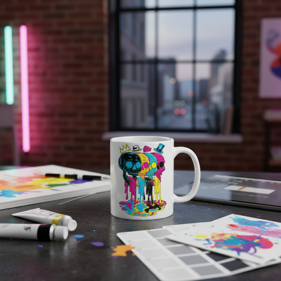 CMYK Drip Skulls – Lifestyle Mockup