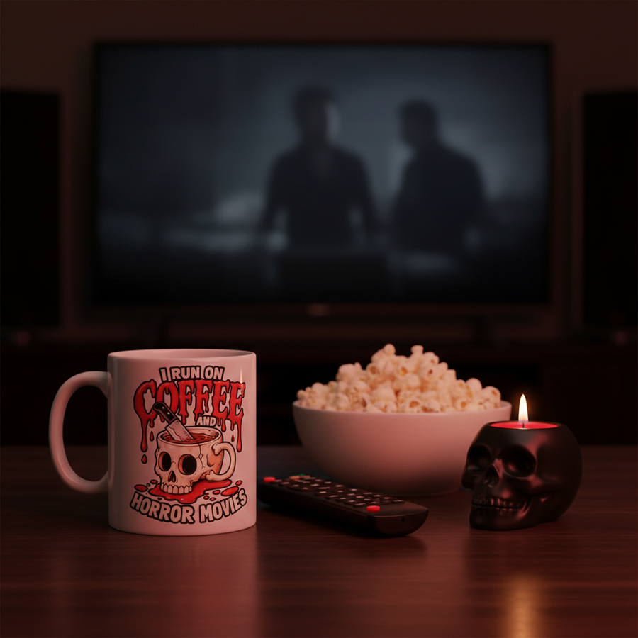 I Run on Coffee and Horror Movies – Lifestyle Mockup
