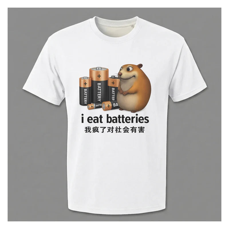 Mockup I eat batteries T-Shirt