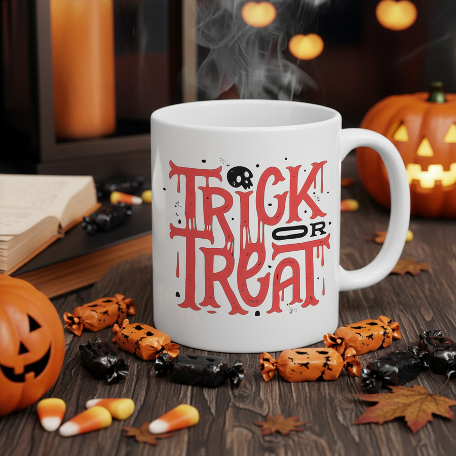 Trick or Treat Graphic Mug – Lifestyle Mockup